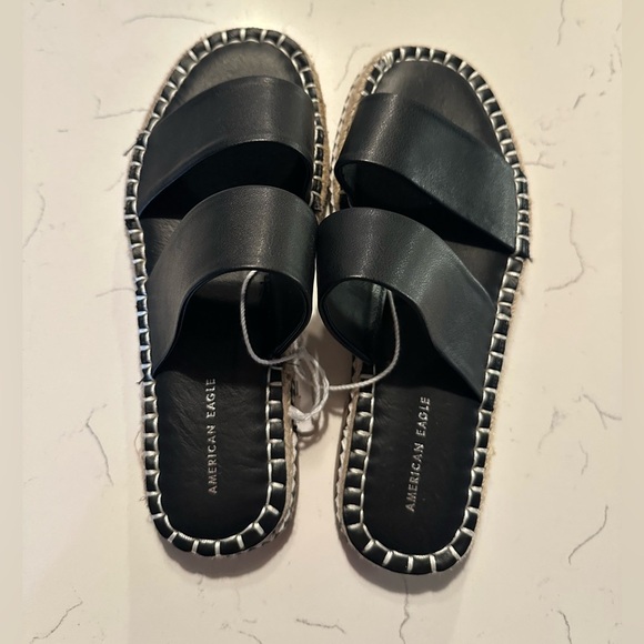 American Eagle Sandal Espadrille Slip on Black  Size 6 New - Picture 5 of 5